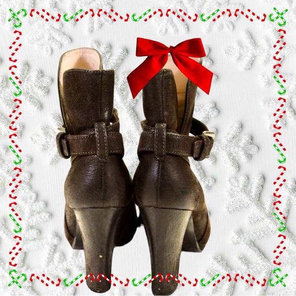 Authentic Prada Sz37 Brown Textured Leather Heeled Boots - Picture 2 of 5